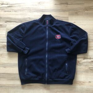 Navy Blue Zip-Up Jacket with Logo